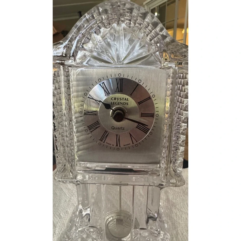 Crystal Legends Godinger Lead Crystal Grandfather Table Clock missing back cover
